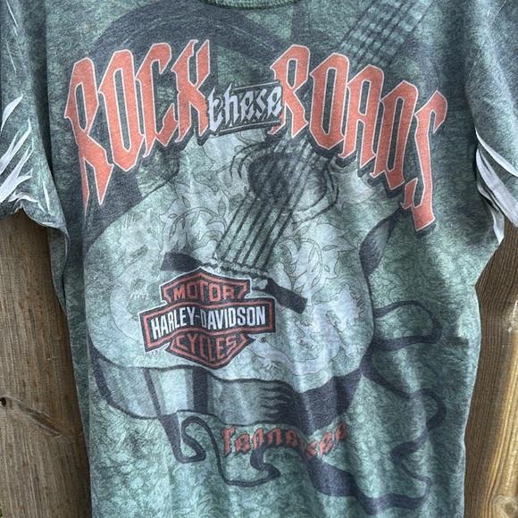 Harley-Davidson Green Rock & Roads Tee - Picture 2 of 6